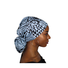 Load image into Gallery viewer, Ankara Headwrap and Scarf Dashiki African Print Kente (Black and White Traditional Cameroon Cloth) - Jamgal