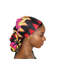 Load image into Gallery viewer, Ankara Headwrap and Scarf Dashiki African Print Kente (Pink and Black Fire)) - Jamgal