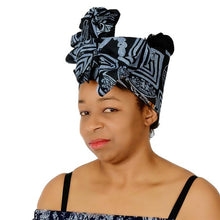 Load image into Gallery viewer, Ankara Headwrap and Scarf Dashiki African Print Kente (Black and White Traditional Cameroon Cloth) - Jamgal