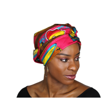 Load image into Gallery viewer, Ankara Headwrap and Scarf Dashiki African Print Kente (Pink Safari) - Jamgal