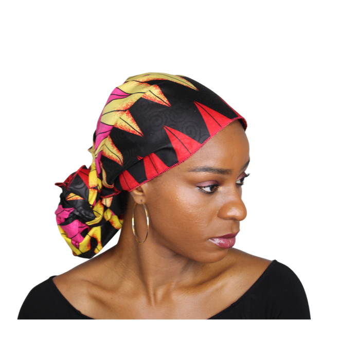 Ankara Headwrap and Scarf Dashiki African Print Kente (Pink and Black Fire)) - Jamgal