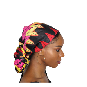 Ankara Headwrap and Scarf Dashiki African Print Kente (Pink and Black Fire)) - Jamgal
