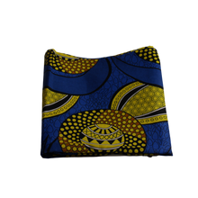 Load image into Gallery viewer, Ankara Headwrap and Scarf Dashiki African Print Kente (Blue and yellow) - Jamgal