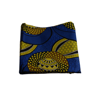 Ankara Headwrap and Scarf Dashiki African Print Kente (Blue and yellow) - Jamgal