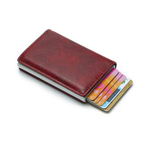Load image into Gallery viewer, RFID Blocking Minimalist PU Leather Wallet with Slide Out Card Case Card Holder (Red) - Jamgal