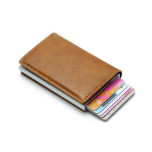 Load image into Gallery viewer, RFID Blocking Minimalist PU Leather Wallet with Slide Out Card Case Card Holder (light brown) - Jamgal