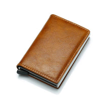 Load image into Gallery viewer, RFID Blocking Minimalist PU Leather Wallet with Slide Out Card Case Card Holder (light brown) - Jamgal