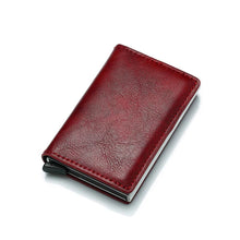 Load image into Gallery viewer, RFID Blocking Minimalist PU Leather Wallet with Slide Out Card Case Card Holder (Red) - Jamgal