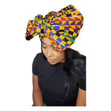 Load image into Gallery viewer, Ankara Headwrap and Scarf Dashiki African Print Kente (Checkered Nigeria Ankara) - Jamgal