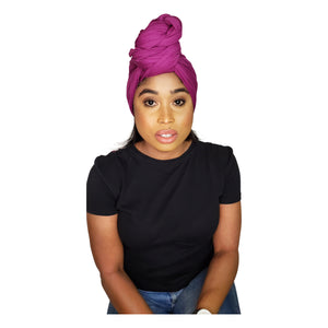 Turban Headwrap Scarf Head Tie Hijab-Stretch Jersey (Magenta) - Jamgal