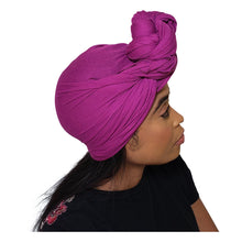 Load image into Gallery viewer, Turban Headwrap Scarf Head Tie Hijab-Stretch Jersey (Magenta) - Jamgal