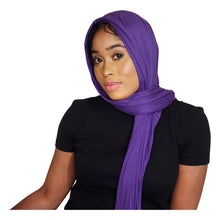 Load image into Gallery viewer, Turban Headwrap Scarf Head Tie Hijab-Stretch Jersey (Purple) - Jamgal