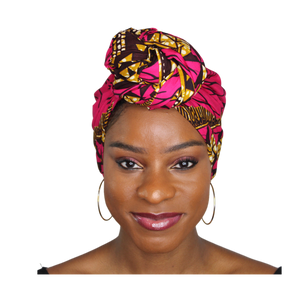 Ankara Headwrap and Scarf Dashiki African Print Kente (pretty in pink) - Jamgal