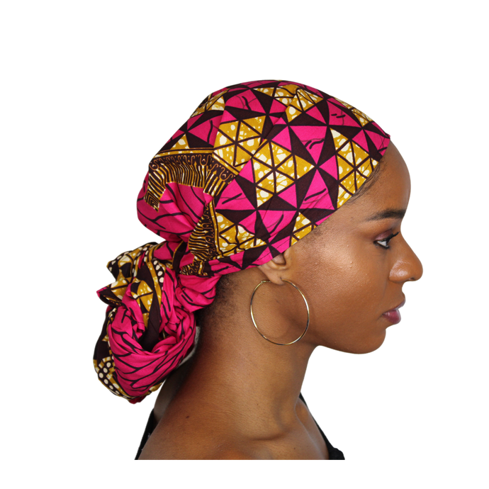 Ankara Headwrap and Scarf Dashiki African Print Kente (pretty in pink) - Jamgal