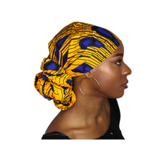 Load image into Gallery viewer, Ankara Headwrap and Scarf Dashiki African Print Kente (Yellow and Blue Peacock) - Jamgal