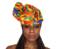 Load image into Gallery viewer, Ankara Headwrap and Scarf Dashiki African Print Kente (Blue Ade Kente) - Jamgal