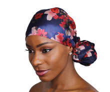 Load image into Gallery viewer, Head Wrap Soft Stretch Jersey Scarf Long Hair Turban Tie Headband HeadWrap for Women in Solid Colors by Jamgal (Red Floral) - Jamgal