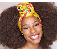 Load image into Gallery viewer, Ankara Headwrap and Scarf Dashiki African Print Kente (Yellow and Red) - Jamgal