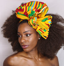 Load image into Gallery viewer, Ankara Headwrap and Scarf Dashiki African Print Kente (Yellow and Red) - Jamgal