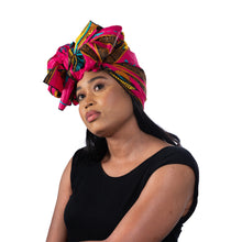 Load image into Gallery viewer, Ankara Headwrap and Scarf Dashiki African Print Kente (Pink Safari) - Jamgal