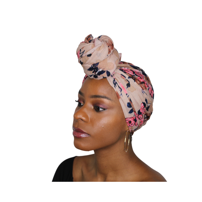 Head Wrap Soft Stretch Jersey Scarf Long Hair Turban Tie Headband HeadWrap for Women in Solid Colors by Jamgal (Blush Pink) - Jamgal