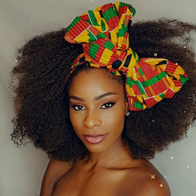 Load image into Gallery viewer, Ankara Headwrap and Scarf Dashiki African Print Kente (Black, yellow best Kente) - Jamgal