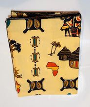 Load image into Gallery viewer, Ankara Headwrap and Scarf Dashiki African Print Kente (Beige African Village) - Jamgal