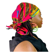 Load image into Gallery viewer, Ankara Headwrap and Scarf Dashiki African Print Kente (Pink Safari) - Jamgal