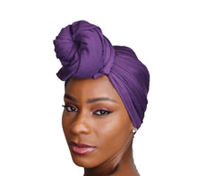 Load image into Gallery viewer, Turban Headwrap Scarf Head Tie Hijab-Stretch Jersey (Purple) - Jamgal