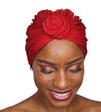 Load image into Gallery viewer, Pre-Tied Turban Headwrap Chemo Hat Multi Color Braided Protective Hairstyle Hairwrap (Red Knot) - Jamgal
