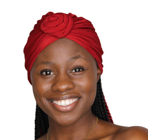 Pre-Tied Turban Headwrap Chemo Hat Multi Color Braided Protective Hairstyle Hairwrap (Red Knot) - Jamgal