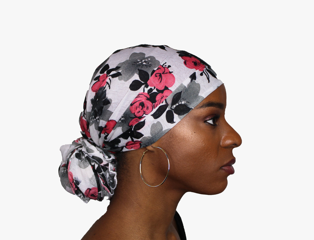 Head Wrap Soft Stretch Jersey Scarf Long Hair Turban Tie Headband HeadWrap for Women in Solid Colors by Jamgal (White Gray pink) - Jamgal