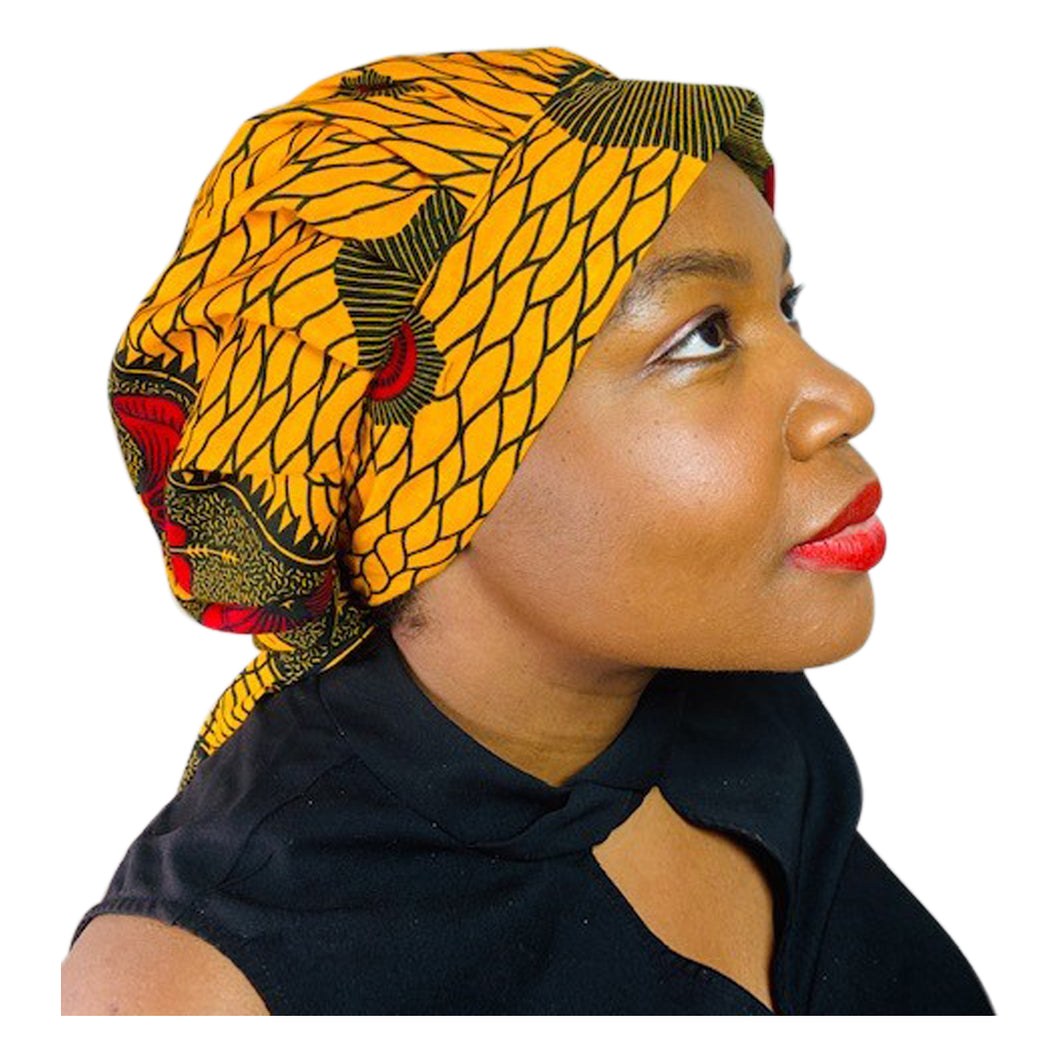 Ankara African Print Satin lined Sleep Cap and Bonnet - Jamgal
