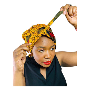 Ankara African Print Satin lined Sleep Cap and Bonnet - Jamgal