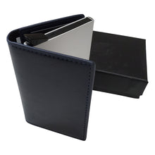 Load image into Gallery viewer, RFID Blocking Minimalist PU Leather Wallet with Slide Out Card Case Card Holder (Dark Blue) - Jamgal