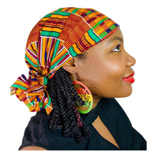 Load image into Gallery viewer, Ankara Headwrap and Scarf Dashiki African Print Kente (Green and Gold Kente) - Jamgal