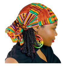 Load image into Gallery viewer, Ankara Headwrap and Scarf Dashiki African Print Kente (Green and Gold Kente) - Jamgal