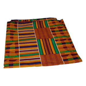 Ankara Headwrap and Scarf Dashiki African Print Kente (Green and Gold Kente) - Jamgal