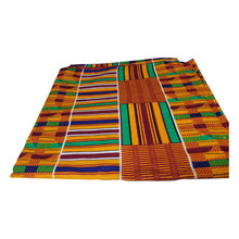 Load image into Gallery viewer, Ankara Headwrap and Scarf Dashiki African Print Kente (Green and Gold Kente) - Jamgal