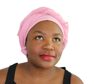 Head Wrap Soft Stretch Jersey Scarf Long Hair Turban Tie Headband HeadWrap for Women in Solid Colors by Jamgal (baby light pink) - Jamgal