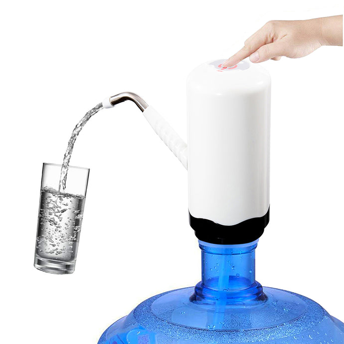 Rechargeable Water Bottle Pump - USB charging- portable- automatic- drinking water dispenser for universal 5 gallon bottle (White Water bottle Pump with Black Trim) - Jamgal