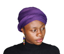 Load image into Gallery viewer, Turban Headwrap Scarf Head Tie Hijab-Stretch Jersey (Purple) - Jamgal