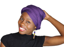 Load image into Gallery viewer, Turban Headwrap Scarf Head Tie Hijab-Stretch Jersey (Purple) - Jamgal