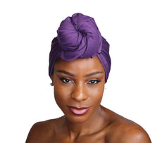 Load image into Gallery viewer, Turban Headwrap Scarf Head Tie Hijab-Stretch Jersey (Purple) - Jamgal