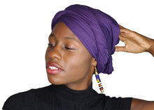 Load image into Gallery viewer, Turban Headwrap Scarf Head Tie Hijab-Stretch Jersey (Purple) - Jamgal