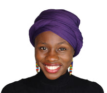 Load image into Gallery viewer, Turban Headwrap Scarf Head Tie Hijab-Stretch Jersey (Purple) - Jamgal