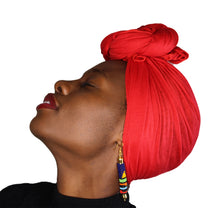 Load image into Gallery viewer, Turban Headwrap Scarf Head Tie Hijab-Stretch Jersey(Red) - Jamgal