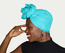 Load image into Gallery viewer, Turban Headwrap Scarf Head Tie Hijab-Stretch Jersey(Teal) - Jamgal