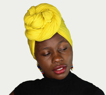 Load image into Gallery viewer, Turban Headwrap Scarf Head Tie Hijab-Stretch Jersey(Yellow) - Jamgal